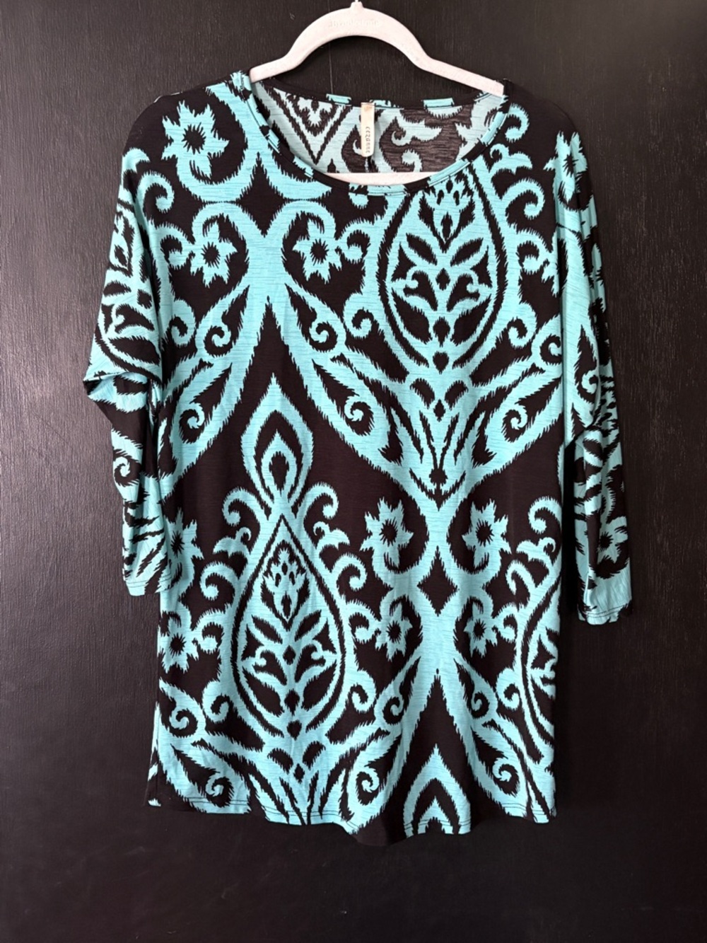 Black & Aqua Patterned Women’s Tunic Top